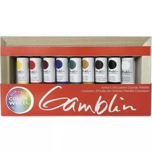 GAMBLIN Artists Oil Colors Classic Color Wheel Palette 9 Tubes Set, Mixing Guide